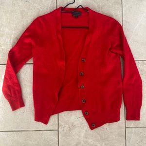 J.Crew Bright Red Cashmere & Wool Button Cardigan